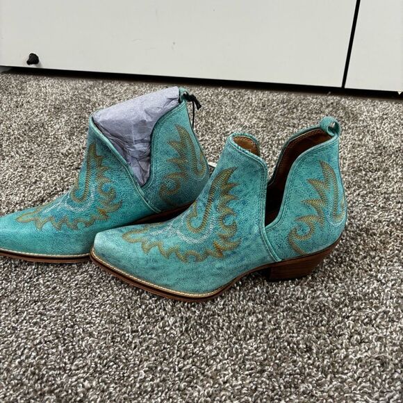 Mayra WESTERLY WESTERN LEATHER BOOTIES NEW in Bag Size 6 Turquoise - Picture 12 of 16